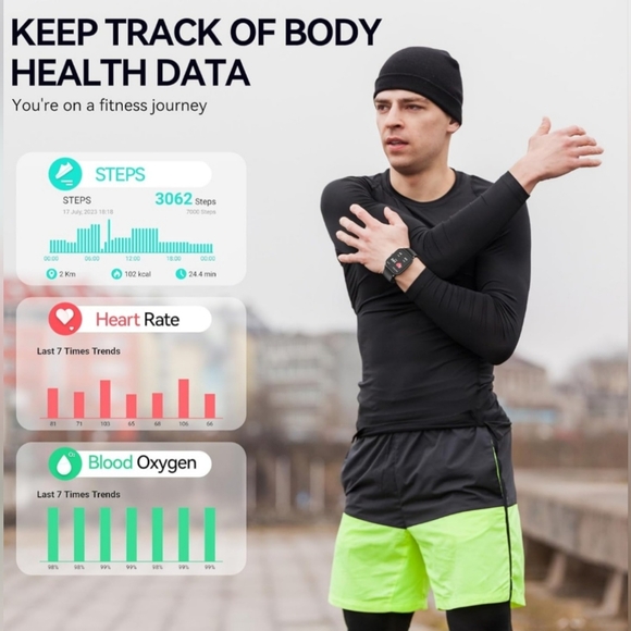 Smart Watch for Men Women(Answer/Make Calls), 100+ Sport Modes Fitness Tracker - Picture 3 of 7